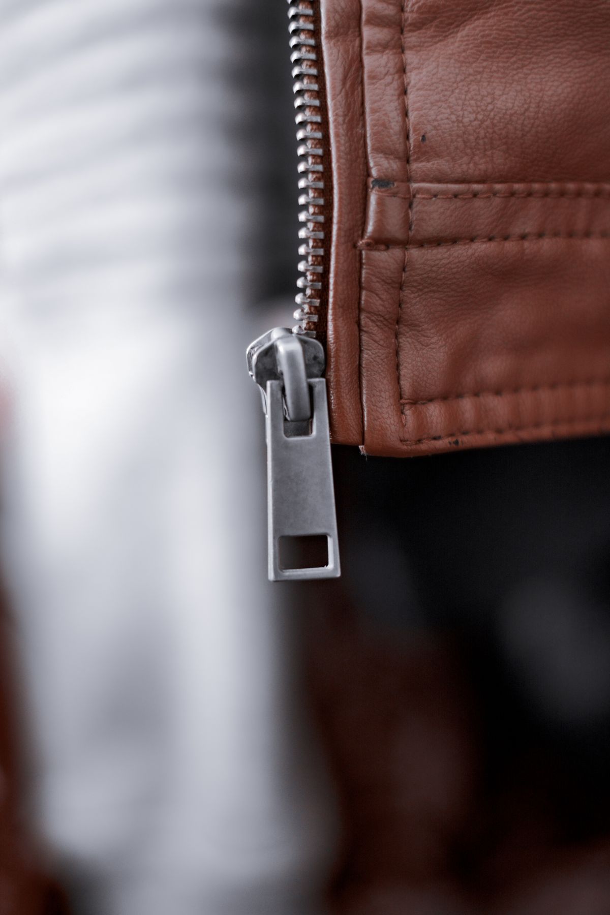 A close view of the zip on a jacket